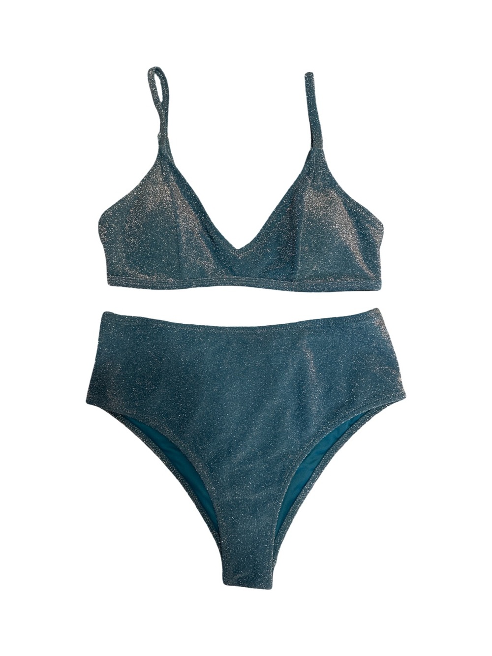 CUPSHE Estelle Shimmery High Waisted Bikini Set Women’s Size Small